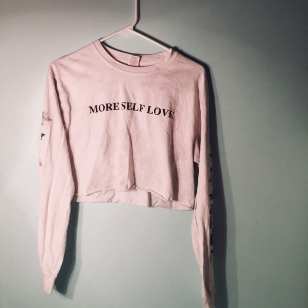 ‘More Self Love’ . Floral Sleeves. Long Crop.